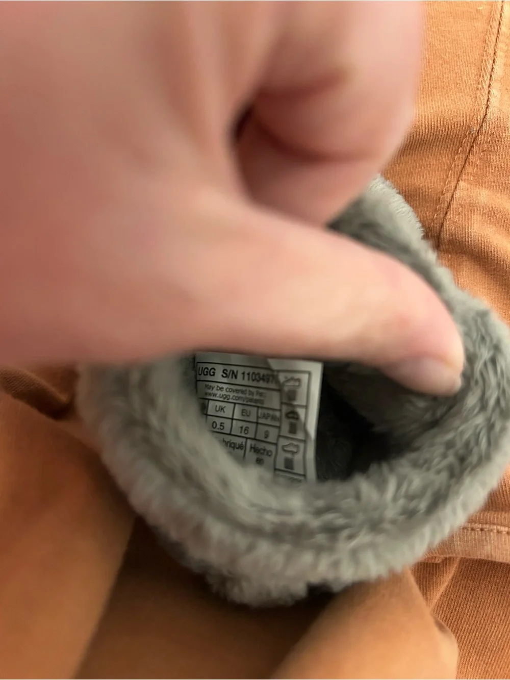 UGG Baby Gray Plush Strap Slippers -LIKE NEW